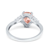 Teardrop Pear Art Deco Engagement Wedding Bridal Ring Round Simulated Cubic Zirconia Accent 925 Sterling Silver