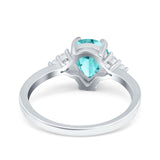 Teardrop Pear Art Deco Engagement Wedding Bridal Ring Round Simulated Cubic Zirconia Accent 925 Sterling Silver