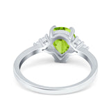 Teardrop Pear Art Deco Engagement Wedding Bridal Ring Round Simulated Cubic Zirconia Accent 925 Sterling Silver