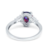 Teardrop Pear Art Deco Engagement Wedding Bridal Ring Round Simulated Cubic Zirconia Accent 925 Sterling Silver
