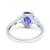 Teardrop Pear Art Deco Engagement Wedding Bridal Ring Round Simulated Cubic Zirconia Accent 925 Sterling Silver
