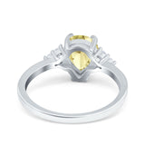 Teardrop Pear Art Deco Engagement Wedding Bridal Ring Round Simulated Cubic Zirconia Accent 925 Sterling Silver