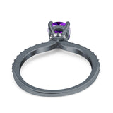 Art Deco Wedding Engagement Ring Simulated Cubic Zirconia Accent Vintage Bridal Ring Round 925 Sterling Silver