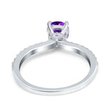 Art Deco Wedding Engagement Ring Simulated Cubic Zirconia Accent Vintage Bridal Ring Round 925 Sterling Silver