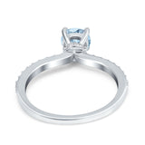 Art Deco Wedding Engagement Ring Simulated Cubic Zirconia Accent Vintage Bridal Ring Round 925 Sterling Silver