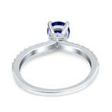 Art Deco Wedding Engagement Ring Simulated Cubic Zirconia Accent Vintage Bridal Ring Round 925 Sterling Silver