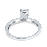 Art Deco Wedding Engagement Ring Simulated Cubic Zirconia Accent Vintage Bridal Ring Round 925 Sterling Silver