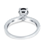 Teardrop Pear Art Deco Wedding Engagement Ring Round Simulated Cubic Zirconia Accent 925 Sterling Silver