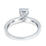 Teardrop Pear Art Deco Wedding Engagement Ring Round Simulated Cubic Zirconia Accent 925 Sterling Silver
