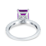 Cushion Cut Art Deco Vintage Engagement Wedding Bridal Ring Round Simulated Cubic Zirconia Accent 925 Sterling Silver