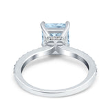 Cushion Cut Art Deco Vintage Engagement Wedding Bridal Ring Round Simulated Cubic Zirconia Accent 925 Sterling Silver