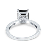 Cushion Cut Art Deco Vintage Engagement Wedding Bridal Ring Round Simulated Cubic Zirconia Accent 925 Sterling Silver