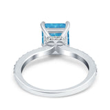 Cushion Cut Art Deco Vintage Engagement Wedding Bridal Ring Round Simulated Cubic Zirconia Accent 925 Sterling Silver