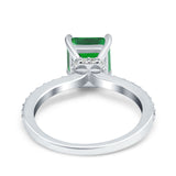 Cushion Cut Art Deco Vintage Engagement Wedding Bridal Ring Round Simulated Cubic Zirconia Accent 925 Sterling Silver