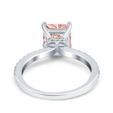 Cushion Cut Art Deco Vintage Engagement Wedding Bridal Ring Round Simulated Cubic Zirconia Accent 925 Sterling Silver