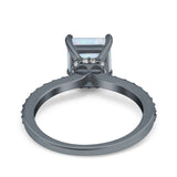 Cushion Cut Art Deco Vintage Engagement Wedding Bridal Ring Round Simulated Cubic Zirconia Accent 925 Sterling Silver