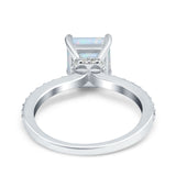 Cushion Cut Art Deco Vintage Engagement Wedding Bridal Ring Round Simulated Cubic Zirconia Accent 925 Sterling Silver