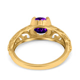 Art Deco Filigree Wedding Engagement Bridal Ring Round Simulated Cubic Zirconia 925 Sterling Silver