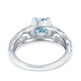 Art Deco Filigree Wedding Engagement Bridal Ring Round Simulated Cubic Zirconia 925 Sterling Silver