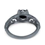 Art Deco Filigree Wedding Engagement Bridal Ring Round Simulated Cubic Zirconia 925 Sterling Silver