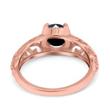 Art Deco Filigree Wedding Engagement Bridal Ring Round Simulated Cubic Zirconia 925 Sterling Silver