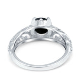 Art Deco Filigree Wedding Engagement Bridal Ring Round Simulated Cubic Zirconia 925 Sterling Silver