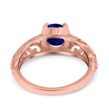 Art Deco Filigree Wedding Engagement Bridal Ring Round Simulated Cubic Zirconia 925 Sterling Silver