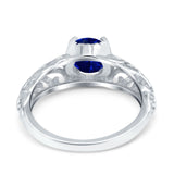 Art Deco Filigree Wedding Engagement Bridal Ring Round Simulated Cubic Zirconia 925 Sterling Silver