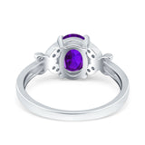 Butterfly Oval Art Deco Engagement Wedding Ring Round Simulated Cubic Zirconia 925 Sterling Silver