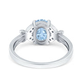Butterfly Oval Art Deco Engagement Wedding Ring Round Simulated Cubic Zirconia 925 Sterling Silver