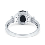 Butterfly Oval Art Deco Engagement Wedding Ring Round Simulated Cubic Zirconia 925 Sterling Silver