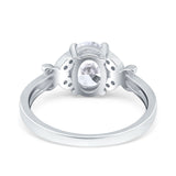 Butterfly Oval Art Deco Engagement Wedding Ring Round Simulated Cubic Zirconia 925 Sterling Silver