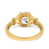 Butterfly Oval Art Deco Engagement Wedding Ring Round Simulated Cubic Zirconia 925 Sterling Silver