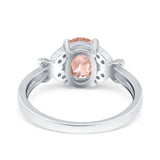 Butterfly Oval Art Deco Engagement Wedding Ring Round Simulated Cubic Zirconia 925 Sterling Silver