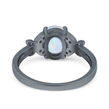 Butterfly Oval Art Deco Engagement Wedding Ring Round Simulated Cubic Zirconia 925 Sterling Silver