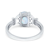 Butterfly Oval Art Deco Engagement Wedding Ring Round Simulated Cubic Zirconia 925 Sterling Silver