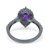 Teardrop Pear Art Deco Wedding Ring Simulated Cubic Zirconia 925 Sterling Silver