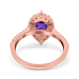 Teardrop Pear Art Deco Wedding Ring Simulated Cubic Zirconia 925 Sterling Silver