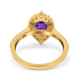 Teardrop Pear Art Deco Wedding Ring Simulated Cubic Zirconia 925 Sterling Silver