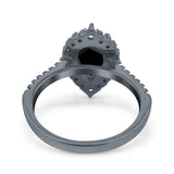 Teardrop Pear Art Deco Wedding Ring Simulated Cubic Zirconia 925 Sterling Silver