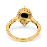 Teardrop Pear Art Deco Wedding Ring Simulated Cubic Zirconia 925 Sterling Silver