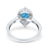 Teardrop Pear Art Deco Wedding Ring Simulated Cubic Zirconia 925 Sterling Silver