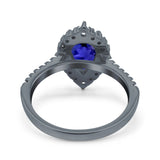 Teardrop Pear Art Deco Wedding Ring Simulated Cubic Zirconia 925 Sterling Silver