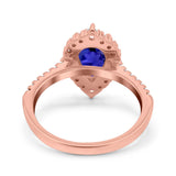 Teardrop Pear Art Deco Wedding Ring Simulated Cubic Zirconia 925 Sterling Silver