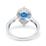 Teardrop Pear Art Deco Wedding Ring Simulated Cubic Zirconia 925 Sterling Silver