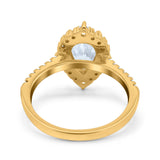 Teardrop Pear Art Deco Wedding Ring Simulated Cubic Zirconia 925 Sterling Silver