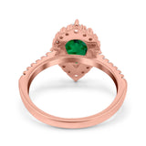 Teardrop Pear Art Deco Wedding Ring Simulated Cubic Zirconia 925 Sterling Silver