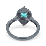 Teardrop Pear Art Deco Wedding Ring Simulated Cubic Zirconia 925 Sterling Silver