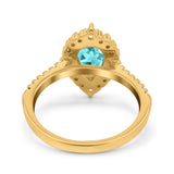 Teardrop Pear Art Deco Wedding Ring Simulated Cubic Zirconia 925 Sterling Silver