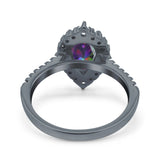 Teardrop Pear Art Deco Wedding Ring Simulated Cubic Zirconia 925 Sterling Silver